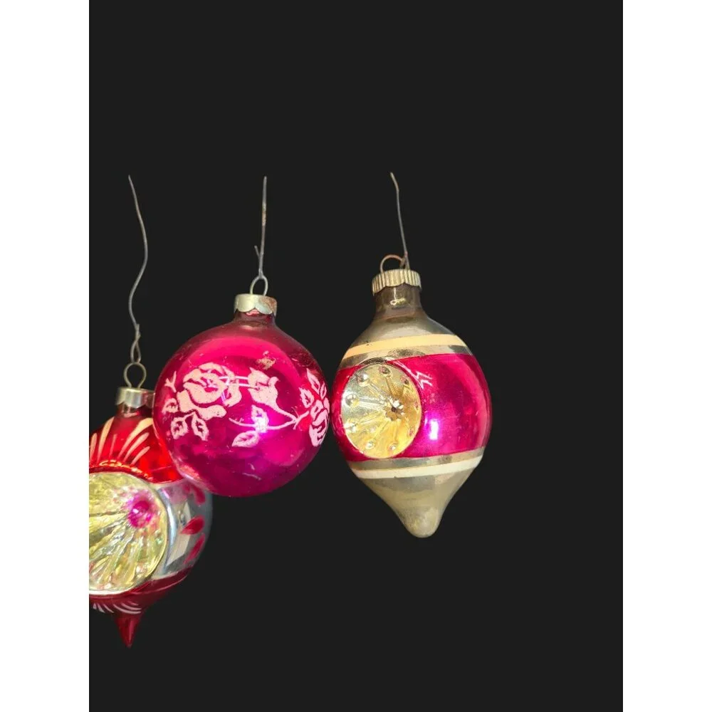 Vintage Shiny Brite Ornaments double Indent Bell Teardrop Mercury Glass bulbs 6 - Picture 6 of 16